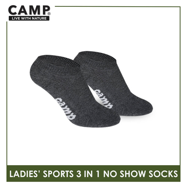 Camp Ladies' Cotton Thick Sports No Show Socks 3 pairs in a pack CLS0
