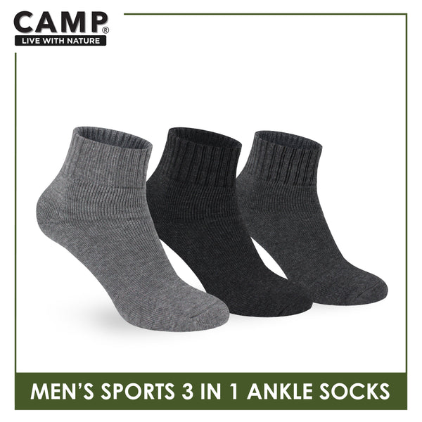 Camp Men's Cotton Thick Sports Ankle Socks 3 pairs in a pack CMS2