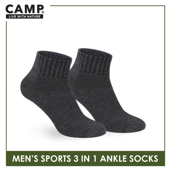 Camp Men's Cotton Thick Sports Ankle Socks 3 pairs in a pack CMS2