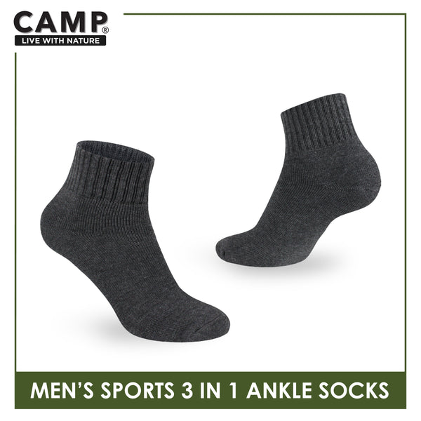 Camp Men's Cotton Thick Sports Ankle Socks 3 pairs in a pack CMS2