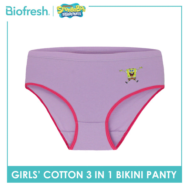 Biofresh | SpongeBob Girl's Antimicrobial Cotton Bikini Panty 3 pieces in a pack SBGPKG511