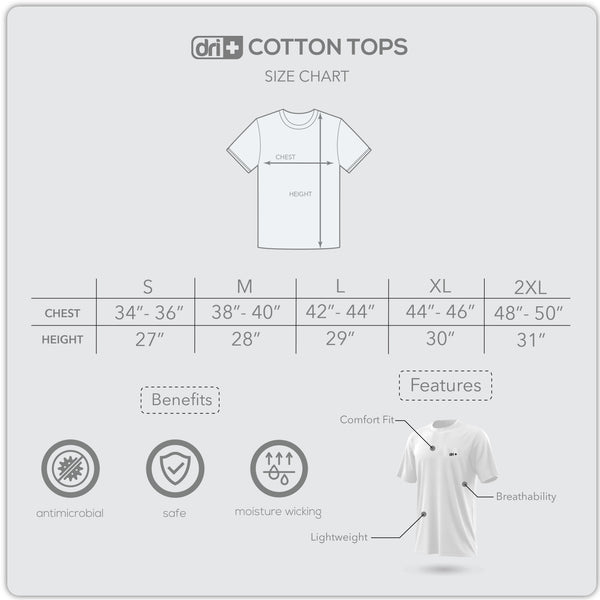 Dri Plus Men's Cotton Sweat Wicking and Odor Free Shirt 1 piece ODMSVR1