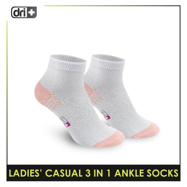 Dri Plus Ladies' Lite Thin Casual Ankle Socks 3 pairs in a pack DLCKG29