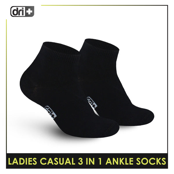 Dri Plus Ladies' Lite Thin Casual Ankle Socks 3 pairs in a pack DLCKG34