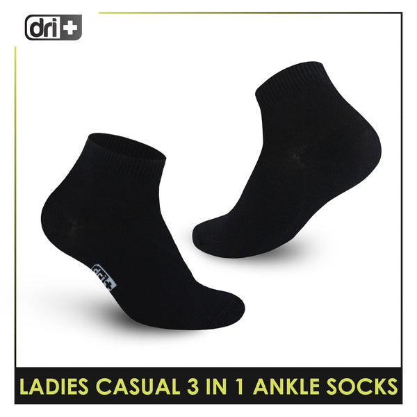 Dri Plus Ladies' Lite Thin Casual Ankle Socks 3 pairs in a pack DLCKG34