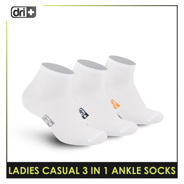 Dri Plus Ladies' Lite Thin Casual Ankle Socks 3 pairs in a pack DLCKG34
