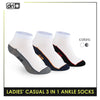 Dri Plus Ladies' Lite Casual Ankle Socks 3 pairs in a pack DLCKG35