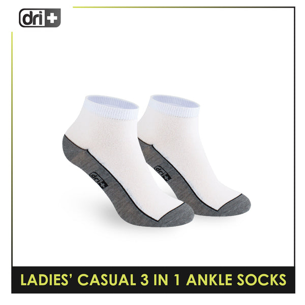 Dri Plus Ladies' Lite Casual Ankle Socks 3 pairs in a pack DLCKG35