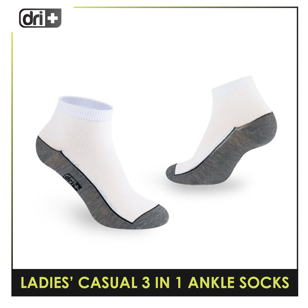 Dri Plus Ladies' Lite Casual Ankle Socks 3 pairs in a pack DLCKG35