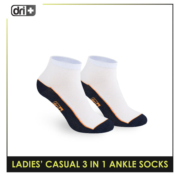 Dri Plus Ladies' Lite Casual Ankle Socks 3 pairs in a pack DLCKG35