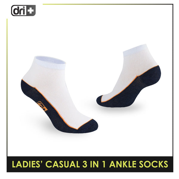 Dri Plus Ladies' Lite Casual Ankle Socks 3 pairs in a pack DLCKG35