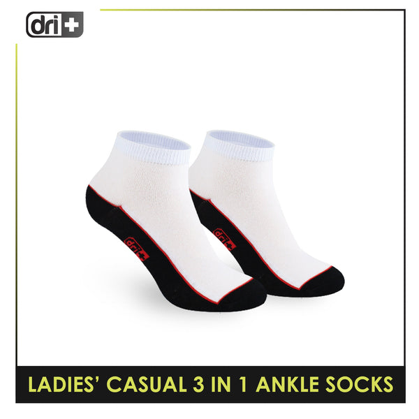 Dri Plus Ladies' Lite Casual Ankle Socks 3 pairs in a pack DLCKG35