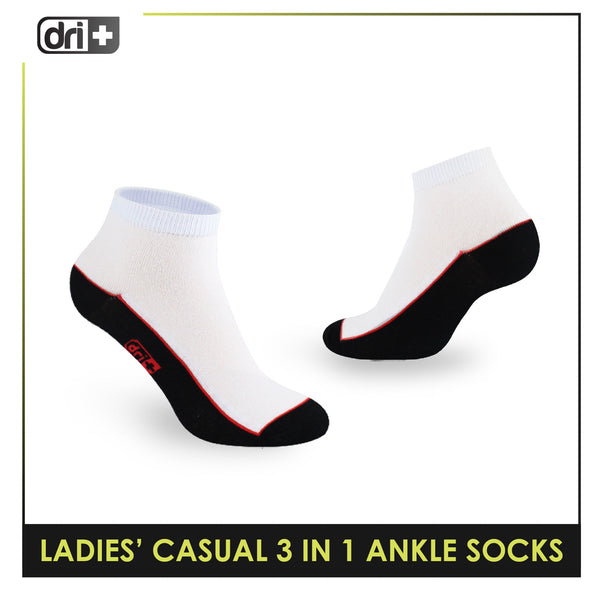 Dri Plus Ladies' Lite Casual Ankle Socks 3 pairs in a pack DLCKG35