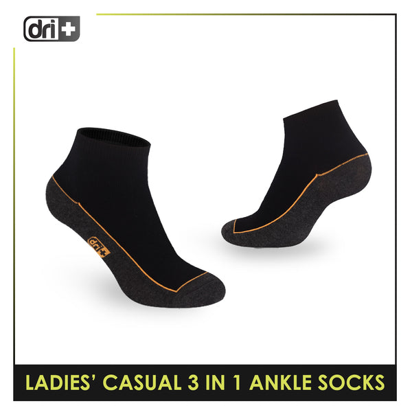 Dri Plus Ladies' Lite Casual Ankle Socks 3 pairs in a pack DLCKG35