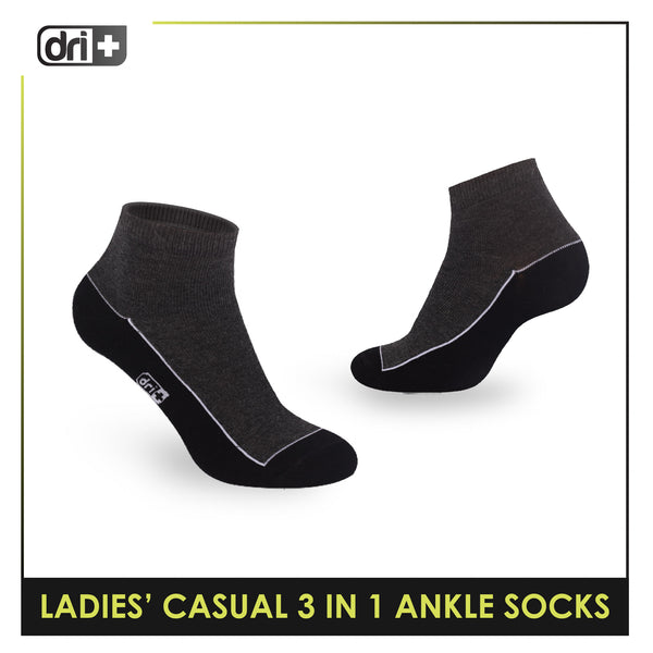 Dri Plus Ladies' Lite Casual Ankle Socks 3 pairs in a pack DLCKG35