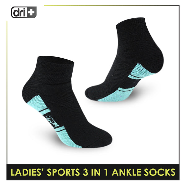 Dri Plus Ladies' Thick Sports Ankle Cut Socks 3 Pairs in a pack DLSKG16