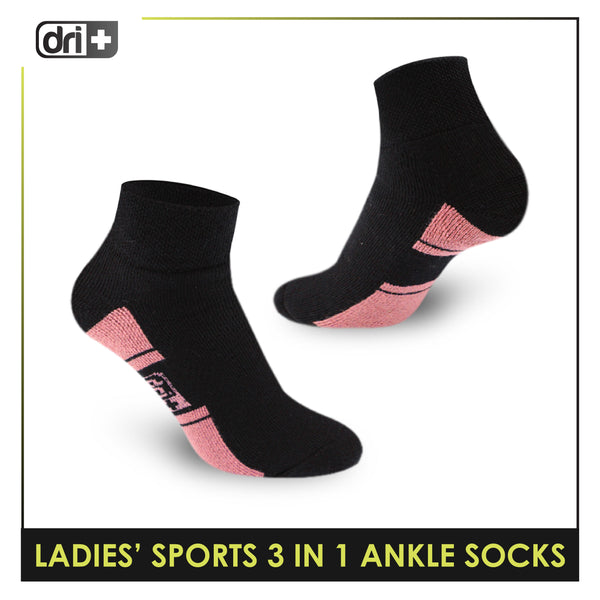 Dri Plus Ladies' Thick Sports Ankle Cut Socks 3 Pairs in a pack DLSKG16