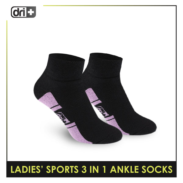 Dri Plus Ladies' Thick Sports Ankle Cut Socks 3 Pairs in a pack DLSKG16