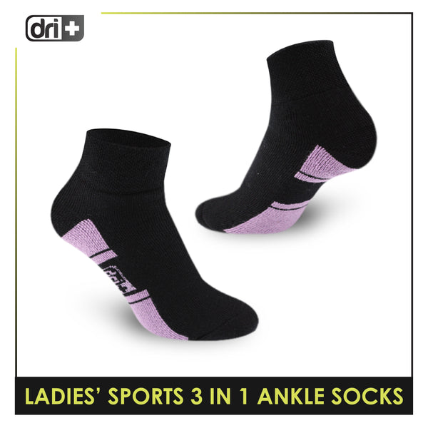 Dri Plus Ladies' Thick Sports Ankle Cut Socks 3 Pairs in a pack DLSKG16
