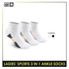 Dri Plus Ladies' Thick Sports Ankle Cut Socks 3 Pairs in a pack DLSKG16