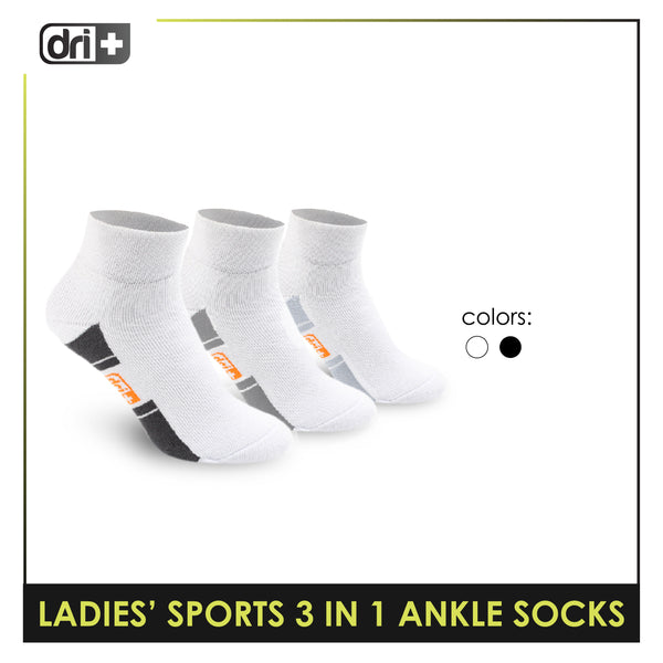 Dri Plus Ladies' Thick Sports Ankle Cut Socks 3 Pairs in a pack DLSKG16