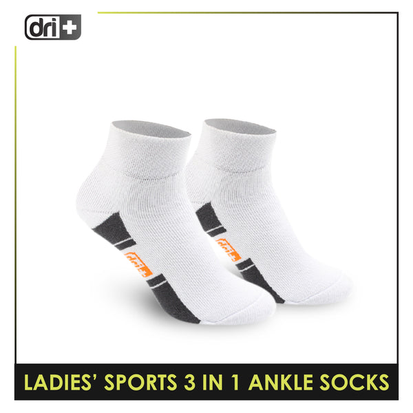 Dri Plus Ladies' Thick Sports Ankle Cut Socks 3 Pairs in a pack DLSKG16