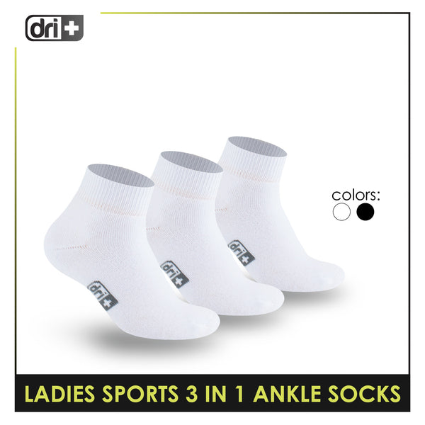 Dri Plus Ladies' Thick Sports Ankle Cut Socks 3 pairs in a pack DLSKG20