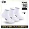 Dri Plus Ladies' Thick Sports Ankle Cut Socks 3 pairs in a pack DLSKG20
