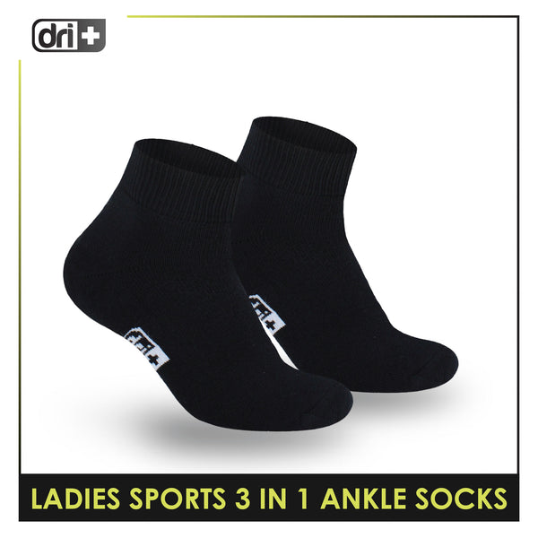 Dri Plus Ladies' Thick Sports Ankle Cut Socks 3 pairs in a pack DLSKG20