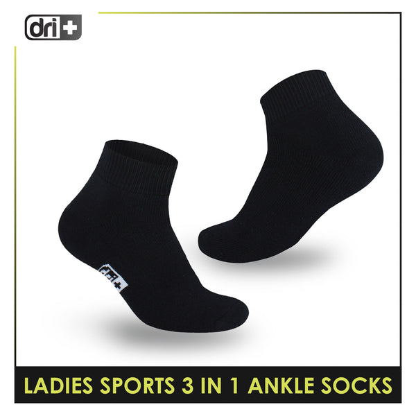Dri Plus Ladies' Thick Sports Ankle Cut Socks 3 pairs in a pack DLSKG20