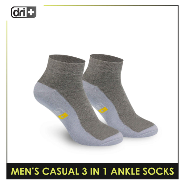 Dri Plus Men's Cotton Lite Thin Casual Ankle Socks 3 pairs in a pack DMCG12
