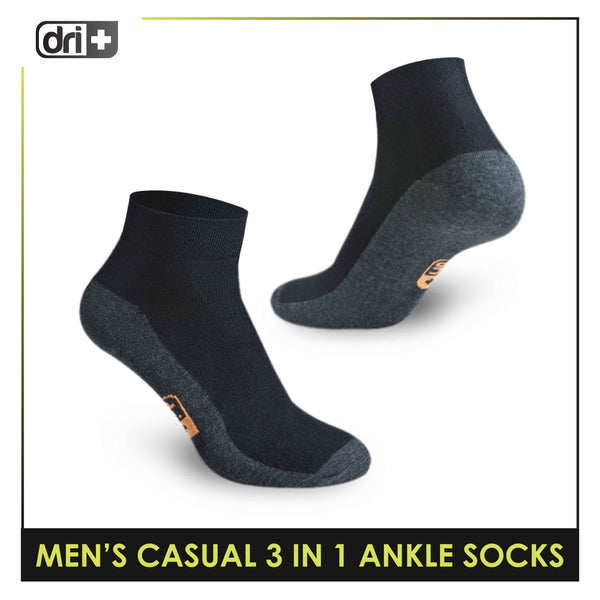 Dri Plus Men's Cotton Lite Thin Casual Ankle Socks 3 pairs in a pack DMCG12