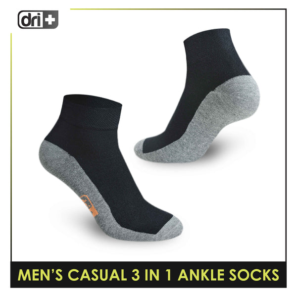 Dri Plus Men's Cotton Lite Thin Casual Ankle Socks 3 pairs in a pack DMCG12