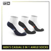 Dri Plus Men's Cotton Lite Thin Casual Ankle Socks 3 pairs in a pack DMCG12