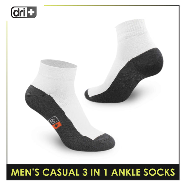Dri Plus Men's Cotton Lite Thin Casual Ankle Socks 3 pairs in a pack DMCG12