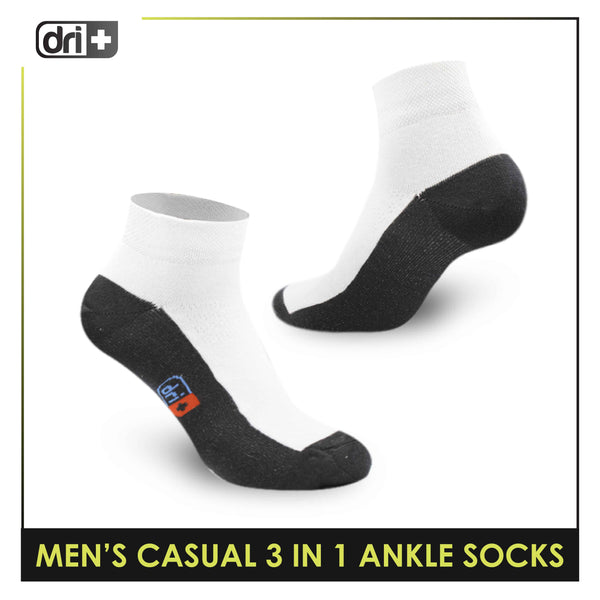 Dri Plus Men's Cotton Lite Thin Casual Ankle Socks 3 pairs in a pack DMCG12