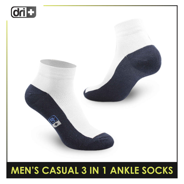 Dri Plus Men's Cotton Lite Thin Casual Ankle Socks 3 pairs in a pack DMCG12