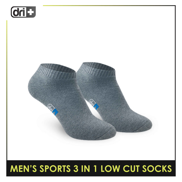 Dri Plus Men's Cotton Thick Sports Low Cut Socks 3 pairs in a pack DMSKG14