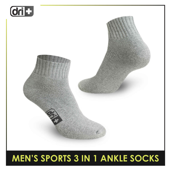 Dri Plus Men's Cotton Thick Sports Ankle Socks 3 pairs in a pack DMSKG15