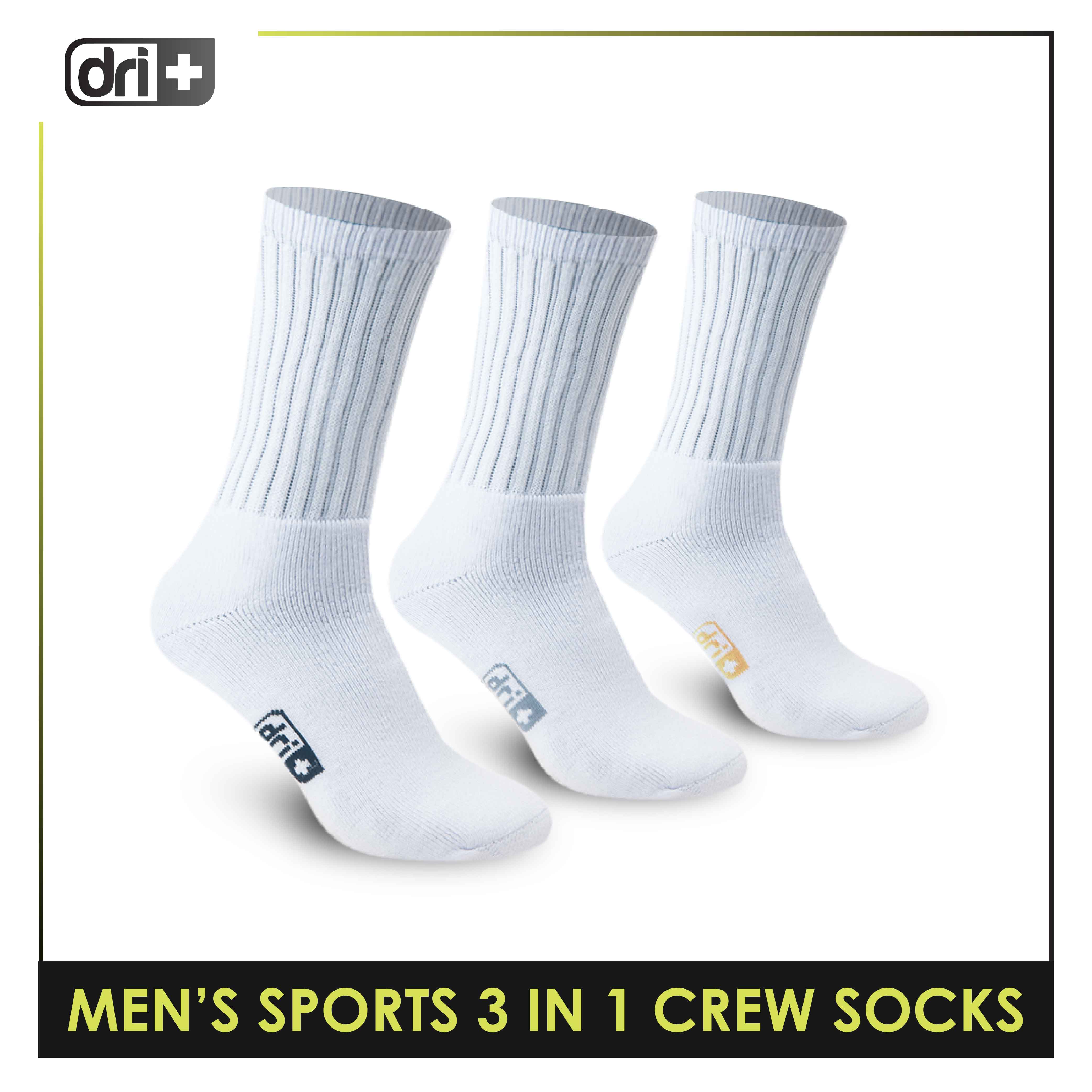 Dri Plus Men's Thick Cotton Sports Crew Length Socks 3 pairs in a pack DMSKG16
