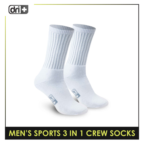 Dri Plus Men's Thick Cotton Sports Crew Length Socks 3 pairs in a pack DMSKG16
