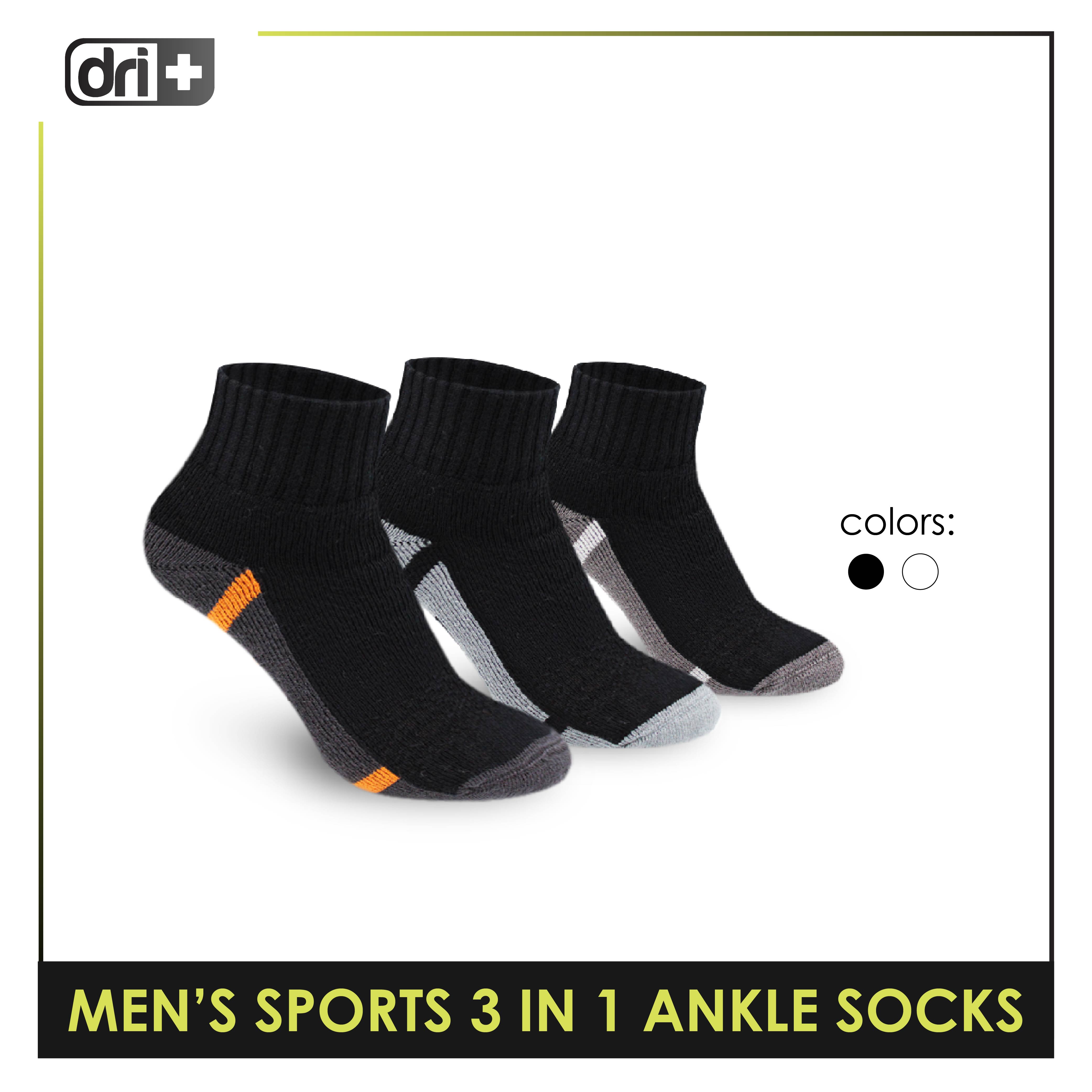 Dri Plus Men's Thick Sports Ankle Socks 3 pairs in a pack DMSKG18