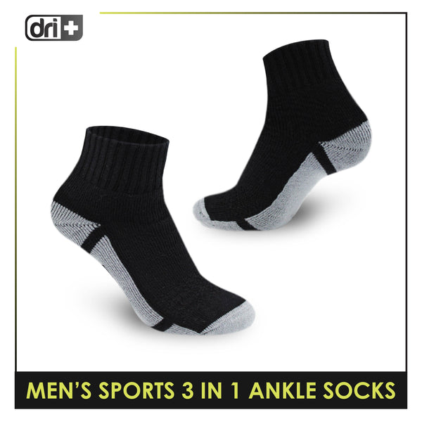 Dri Plus Men's Thick Sports Ankle Socks 3 pairs in a pack DMSKG18