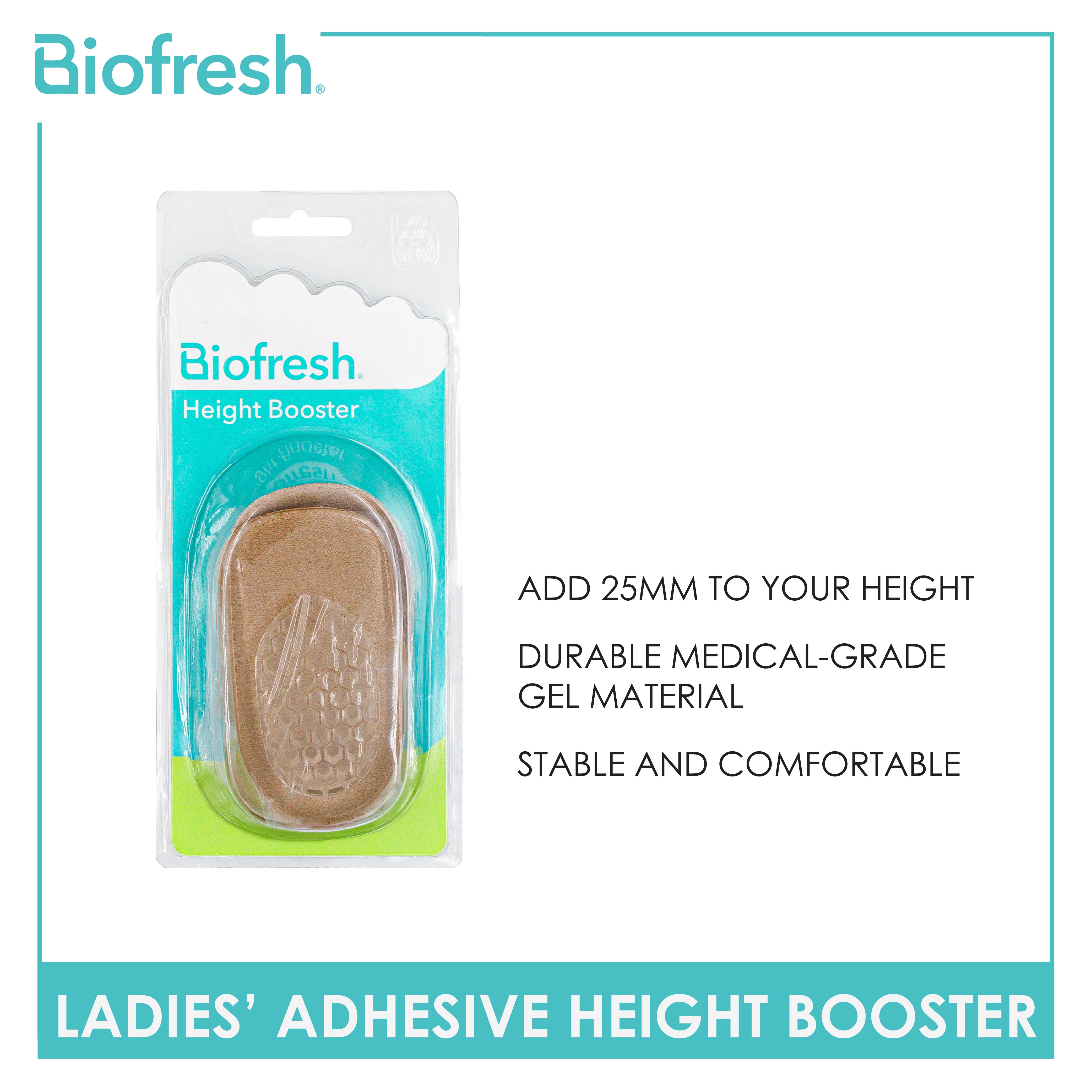 Biofresh Ladies' Adhesive Invisible Height Booster Gel Insole FLHB01
