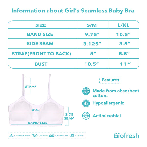 Biofresh Girls’ Antimicrobial Seamless Babybra 1 piece UGBR05
