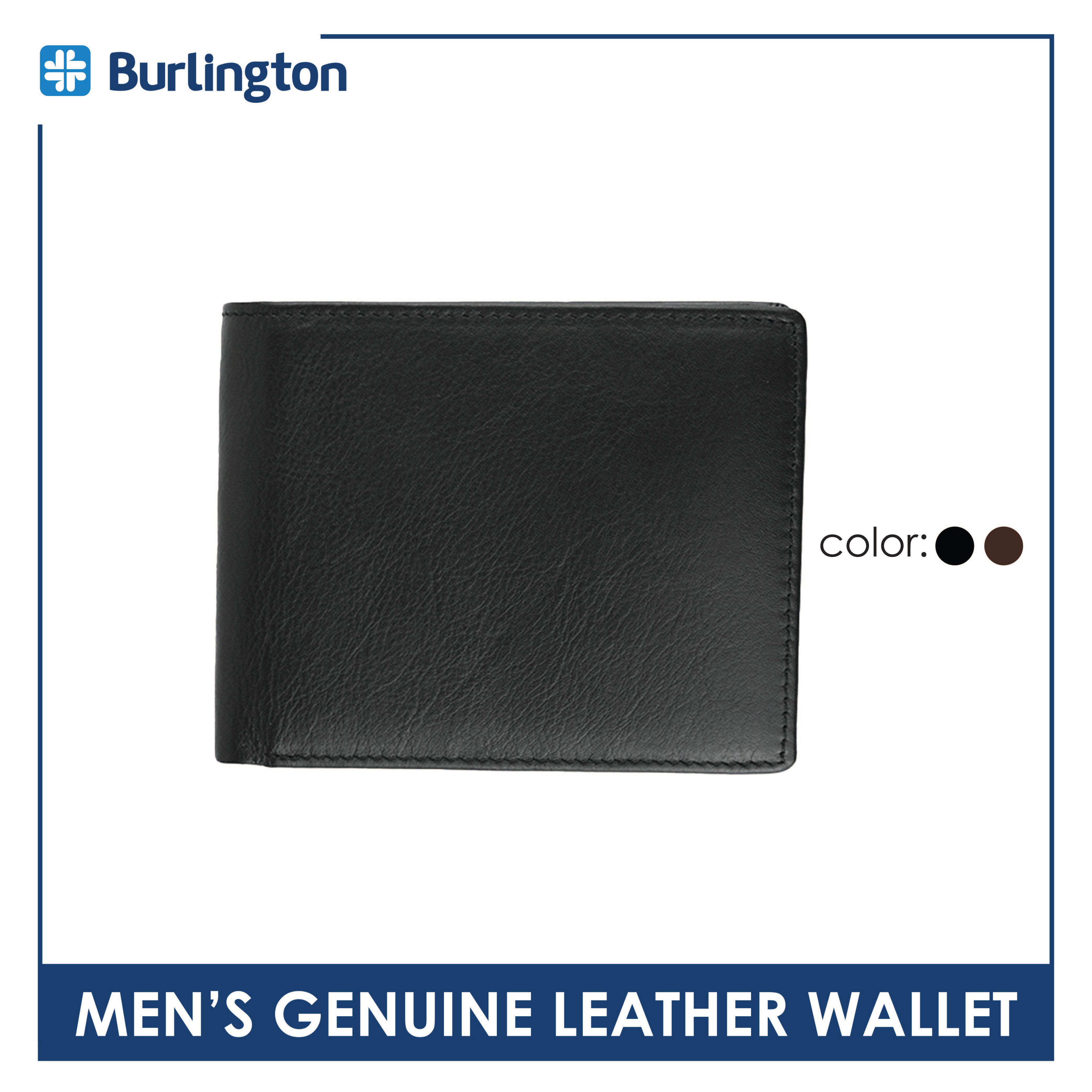 Burlington Men's Billfold Genuine Leather Wallet with Coin Pocket JMW3303