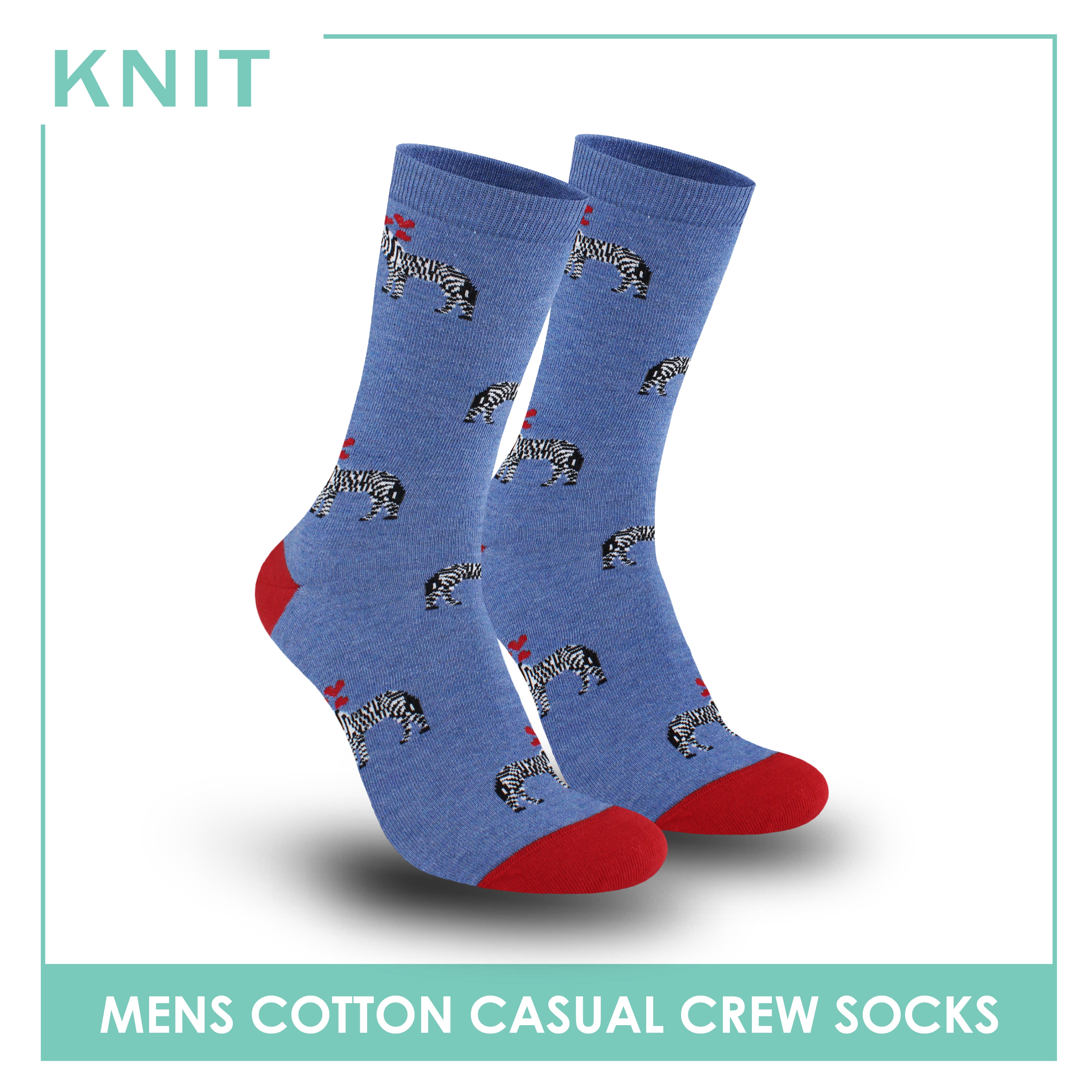 Knit Men's Zebra Cotton Thin Casual Crew Socks 1 pair KMC511