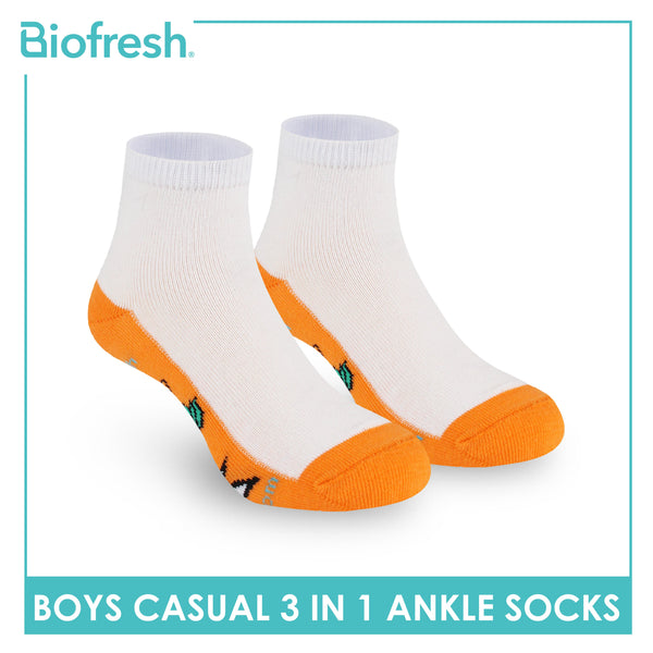 Biofresh | TMNT Boys’ Antimicrobial Cotton Lite Casual Ankle Socks 3 pairs in 1 pack NTRBCKG1