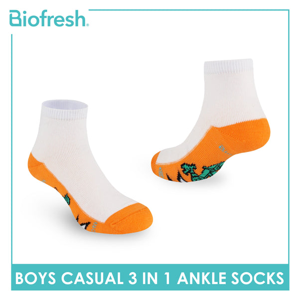 Biofresh | TMNT Boys’ Antimicrobial Cotton Lite Casual Ankle Socks 3 pairs in 1 pack NTRBCKG1