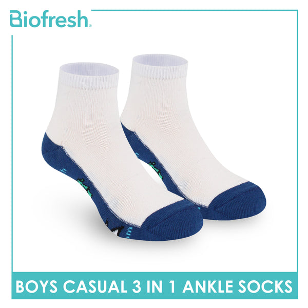 Biofresh | TMNT Boys’ Antimicrobial Cotton Lite Casual Ankle Socks 3 pairs in 1 pack NTRBCKG1